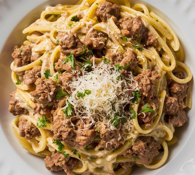 Ground Beef Alfredo Pasta Recipe
