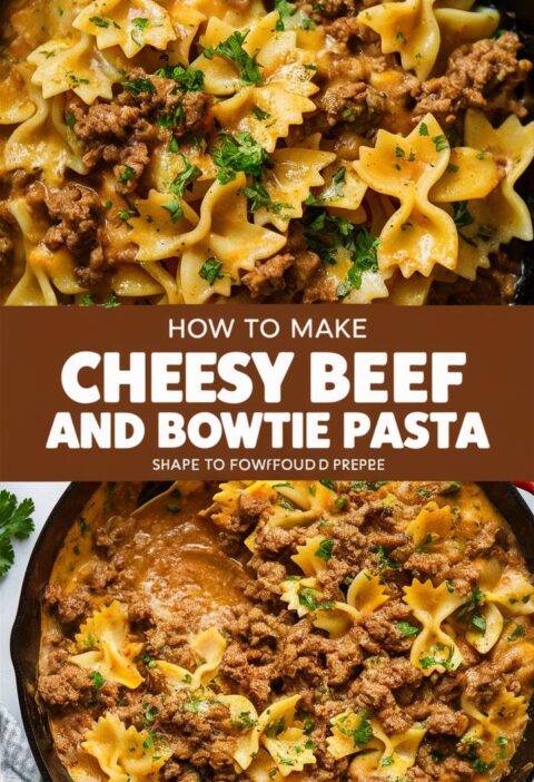 Easy One-Pan Cheesy Garlic Parmesan Beef Bowtie Pasta Skillet