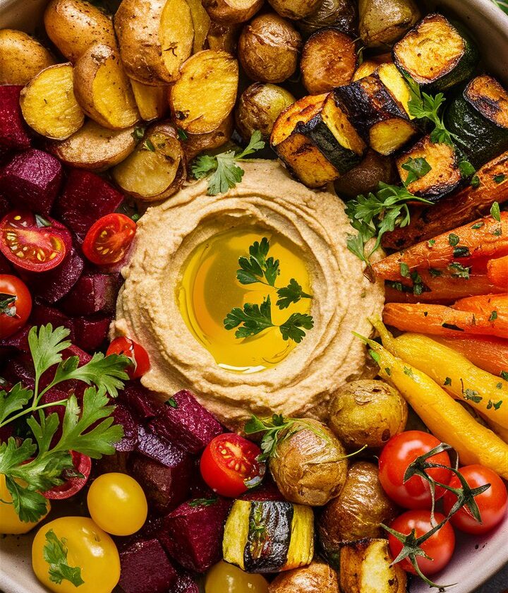 Roasted Veggie and Hummus Bowl