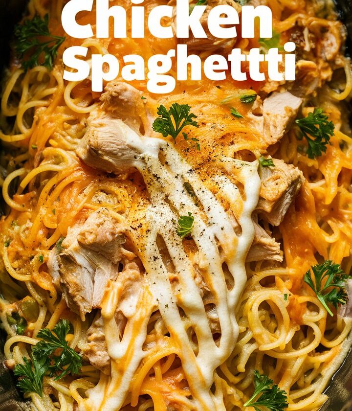 Crockpot Cheesy Chicken Spaghetti