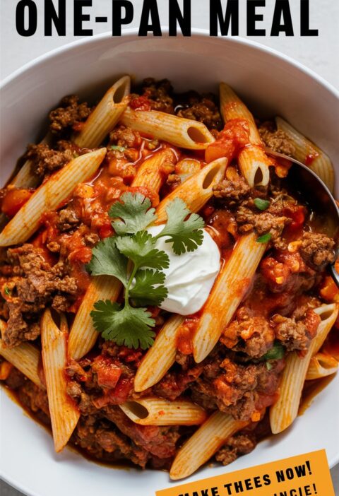 Beef Enchilada Pasta One Pan Meal