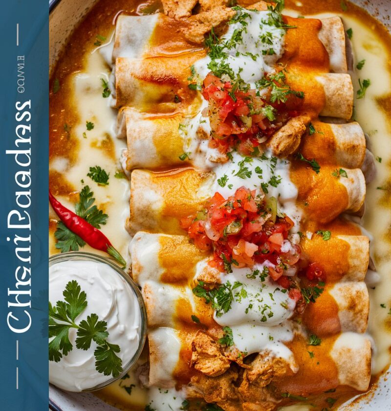 Chicken Enchiladas with Sour Cream White Sauce